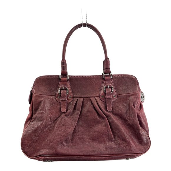 Antonio Melani Womens Satchel Handbag Brown Magnetic Phone Pockets Buckle L - Picture 1 of 9